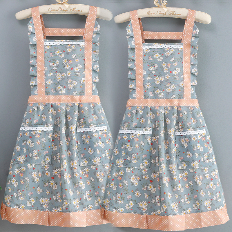 Estilo coreano nuevo impermeable lindo floral delantal transpirable hogar cocina cintura de las mujeres de moda pequeño fresco resistente al desgaste