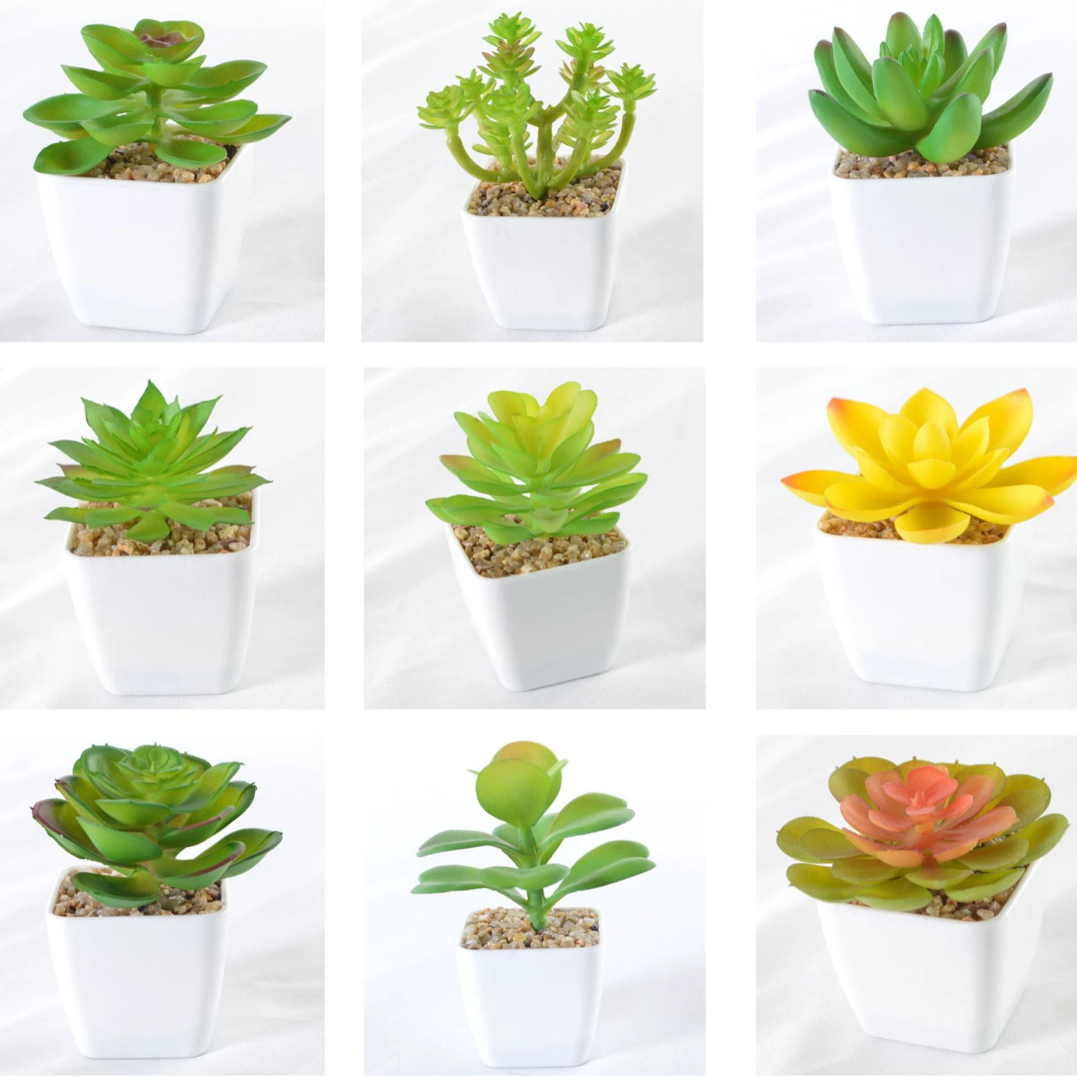 Simulation plastic small white pot simulation of succulent plants potted bonsai square pot