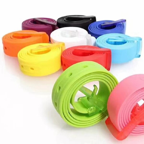 quality plastic silicone universal solid color belt for men and…