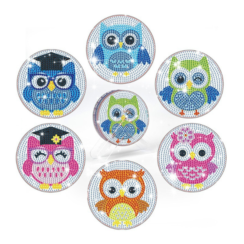 Personalizada taza de pintura de diamante transfronteriza almohadilla de taza de diamante redonda almohadilla mandala perimetral de pintura de diamante DIY