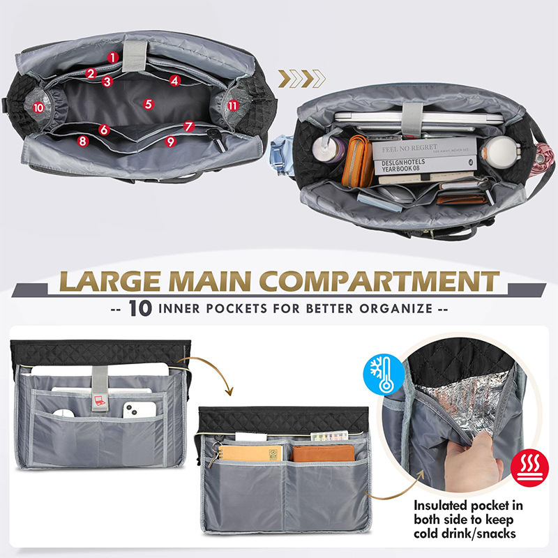 Nuevo bolso de profesor, bolso de computadora portátil, bolso de hombro, bolso de computadora portátil, bolso de enfermera, bolsillo con aislamiento térmico