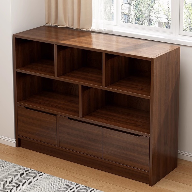 Bookcase Storage Cabinet Floor-Standing Bookshelf Living Room Wall Cabinet Kindergarten Grid Bookcase Storage Cabinet Integrated Low Cabinet