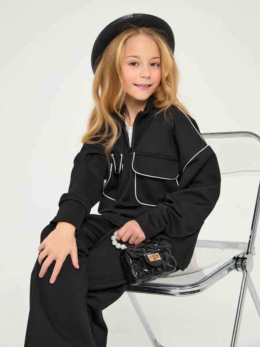 Mädchen Freizeit Streetstyle Zweiteiler Mit Half Zip Pullover_voghion.com