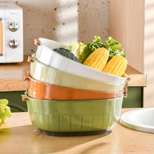 沥水篮双层加厚透明洗菜盆厨房家用客厅多功能洗水果蔬菜篮食品级