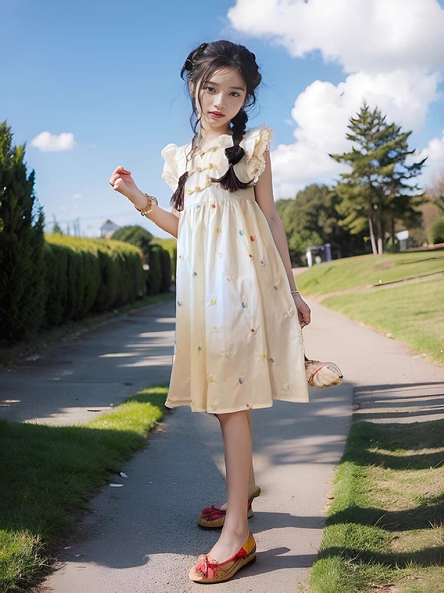 Girls' floral 2024 summer new fashionable and stylish children's women's clothing princess vest dress_voghion.com