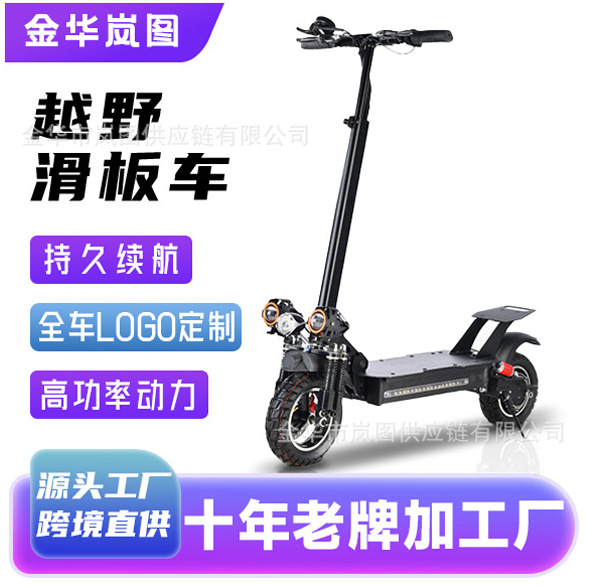 10 pulgadas de doble conducción scooter eléctrico delantero y trasero amortiguador LED faro 48V1000W litio eléctrico portátil vehículo eléctrico
