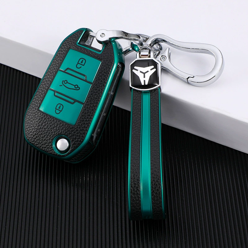 Подходит для кожаного держателя ключа Dongfeng Peugeot Nano 308 2008 3008 408 301 Наклейка набор ключей для автомобиля, народный