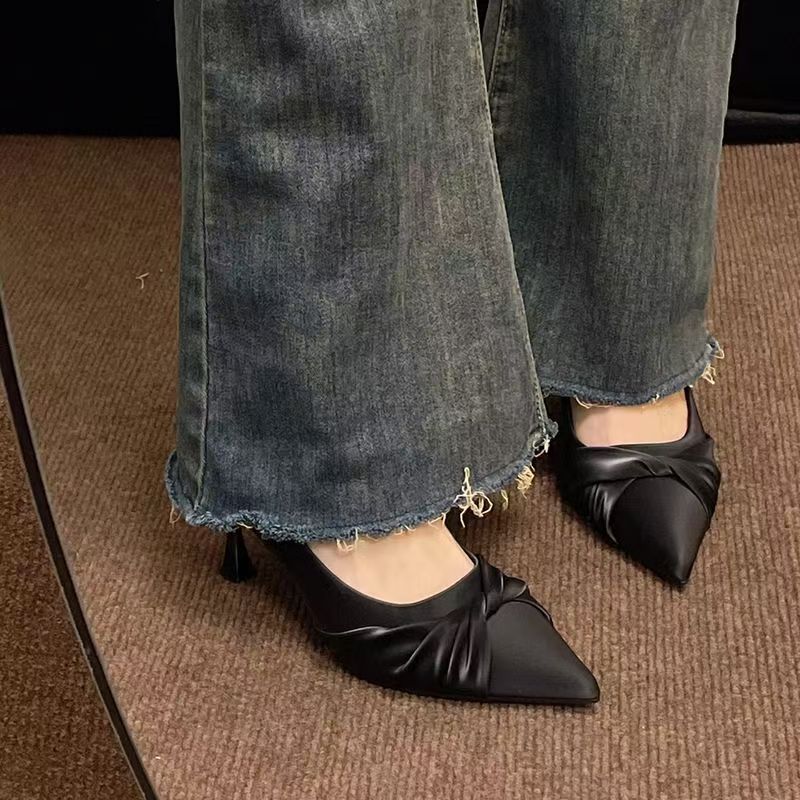 2026 viaje nuevo estilo de cuero suave poco profundo temperamento no cansado zapatos de trabajo de cuero sintético de tacón alto