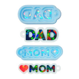 全息镭射设计感MOM DAD挂件硅胶模具DIY钥匙扣挂件树脂硅胶模具