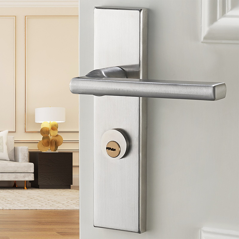 Cerradura de puerta de acero inoxidable del hogar mudo universal cerradura de puerta interior manija de la puerta hardware de la puerta cerradura de la puerta del dormitorio sola lengua