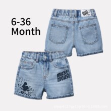 特价——欧美童装儿童卡通牛仔短裤校园风百搭牛仔裤子可爱五分裤