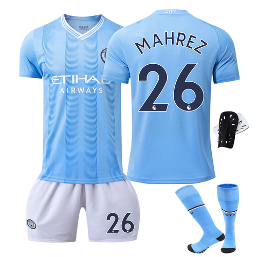 New /2024 Manchester City Home Football Kit with Player Numbers: Harry Kane (9), Raheem Sterling (10), and Jack Grealish (17) De Bruyne Football Suit Set