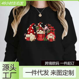 【跨境欧码】女子秋冬新圆领运动衫圣诞印花顶女子羊毛暖运动衫街