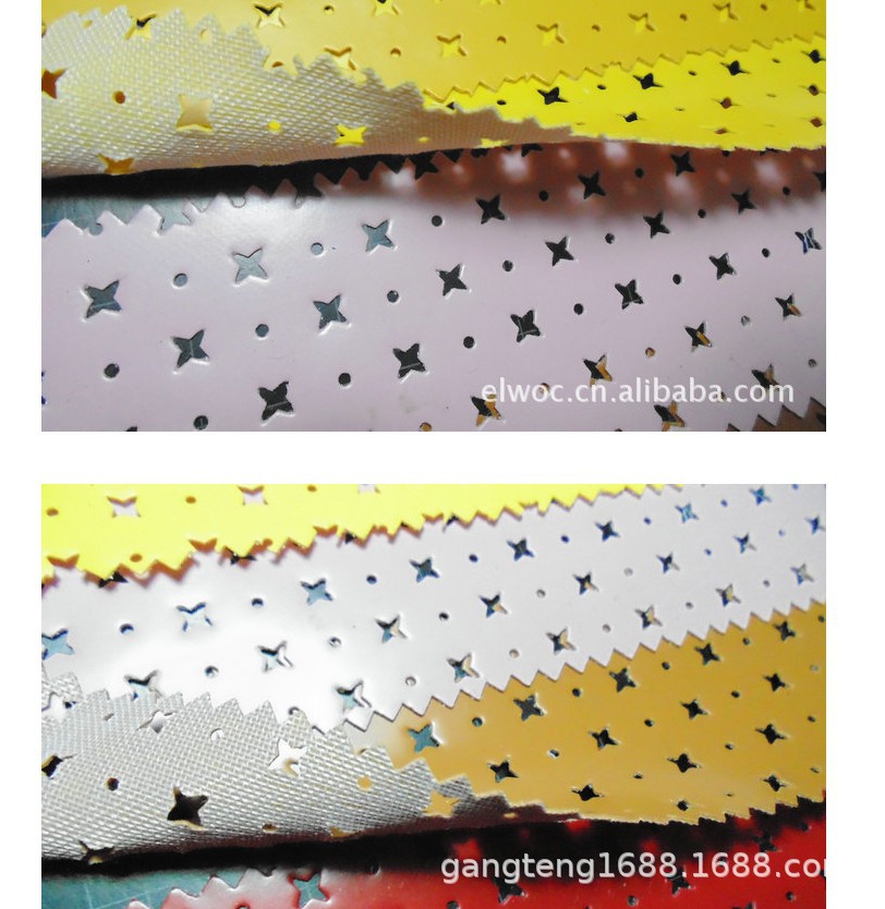 小网孔星星pvc 卡通玩具面料 冲孔花纹 棱角透气皮革 箱包鞋5174