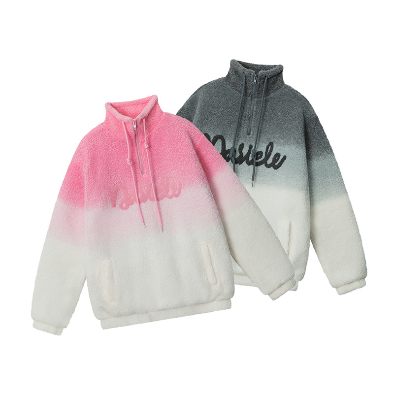 Men's Clothing HeyHenry winter gradient color lamb wool sweatshirt men and women thickened trendy casual versatile lazy style_voghion.com