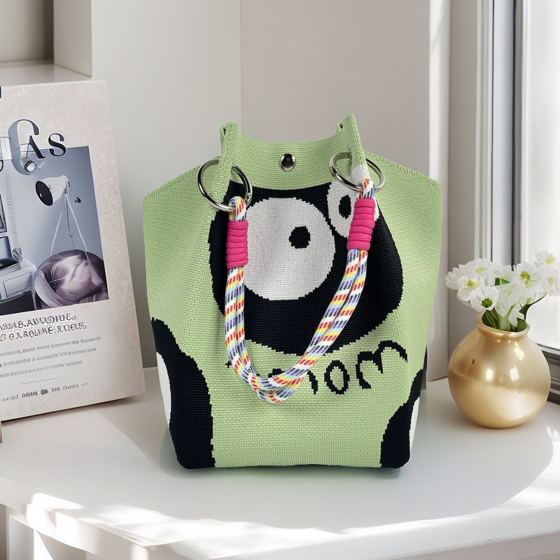 Nicho de diseño blanco y negro jersey jersey bolso de mano casual versátil gran capacidad bolso de mochila fábrica directa