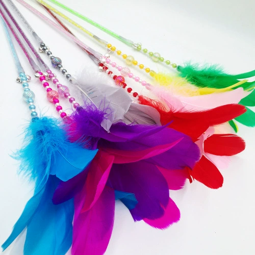 Evanity забавная кошачья палка перо стальная проволока акриловая эластичная забавная кошачья палка длинный стержень красочная забавная кошачья палка игрушка 8366