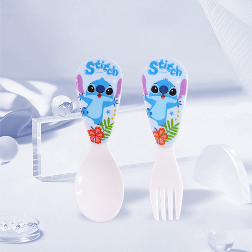 Stitch Full Series Tableware Plates Bowls Spoons Forks Children's Plates Divided Home Baby Loves to Eat Cartoon