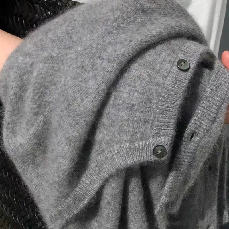 Кардиган, жакет, базовый базовый свитер с круглым воротом, oversize