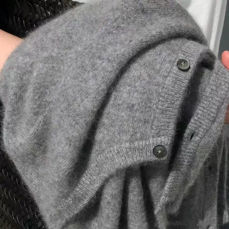 Кардиган, жакет, базовый базовый свитер с круглым воротом, oversize