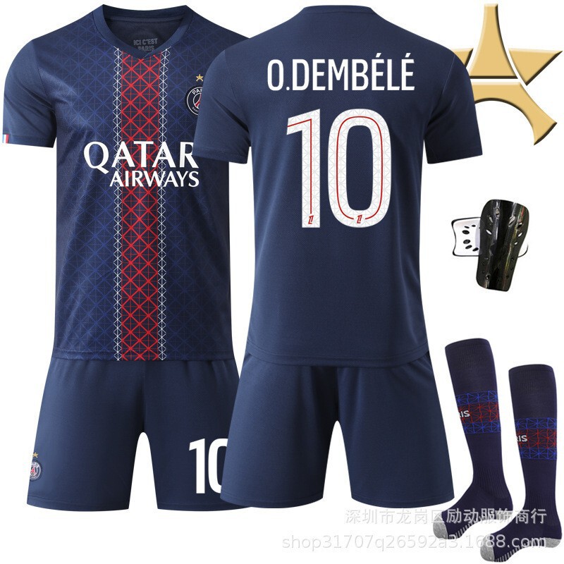 2526 Paris Home Football Jersey Set with Star Design, 10 Dembélé Football Clothing, Export Factory