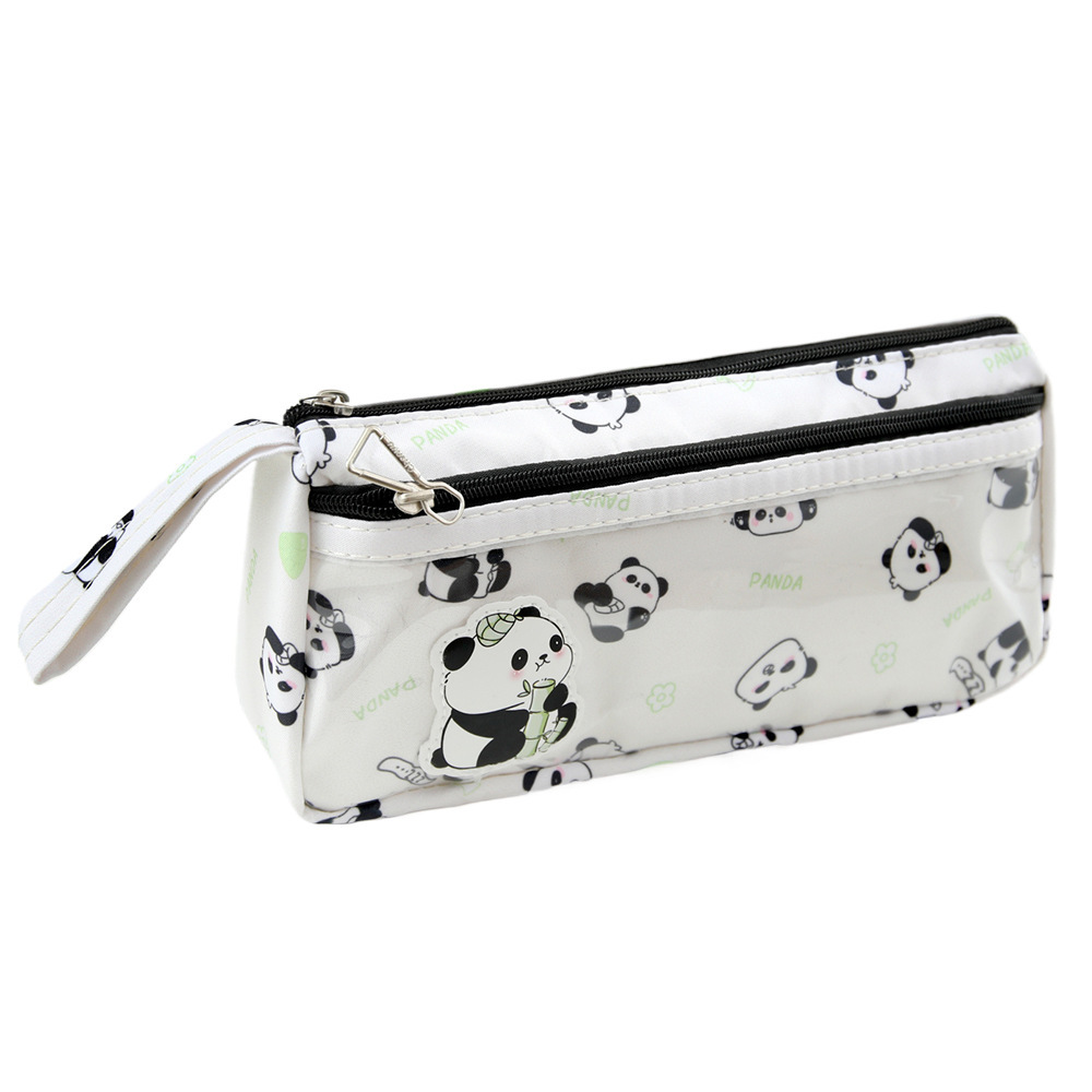 Bonito panda bolsas de lápiz simple bolsas de papelería azul de viento bolsas de almacenamiento de alto valor de la cara estudiantes papelería buena cosa al por mayor transfronterizo