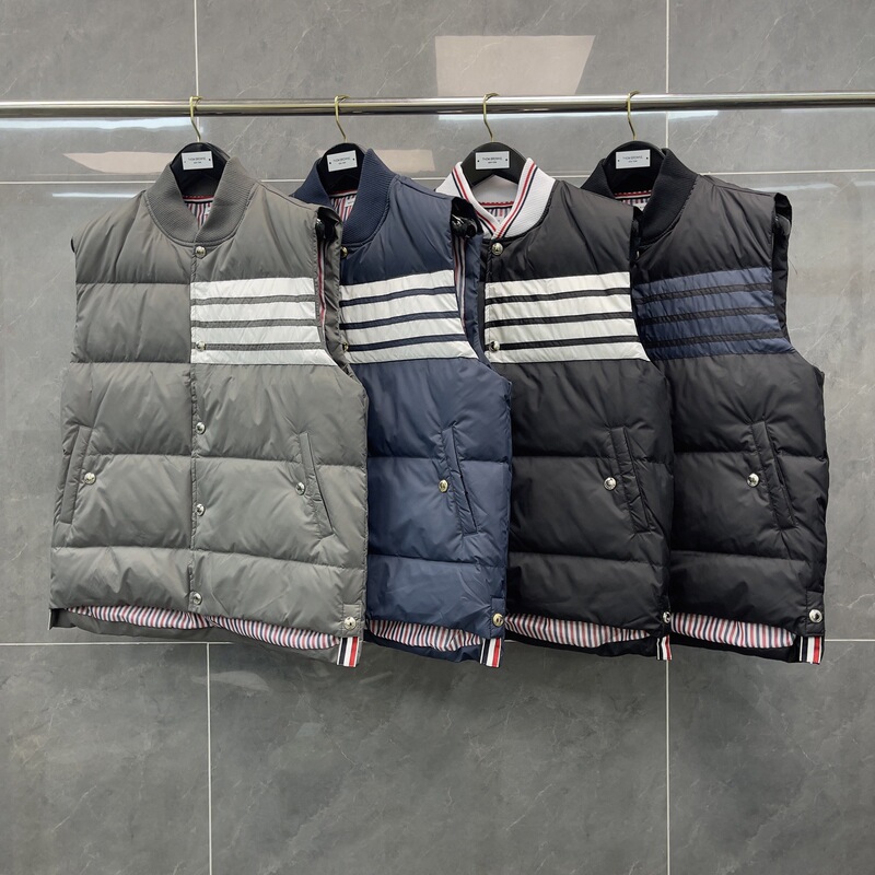 Trendy Tb Autumn New Chest Stripe Four-Stripe Vest down Jacket Unisex Couple Fashion Versatile