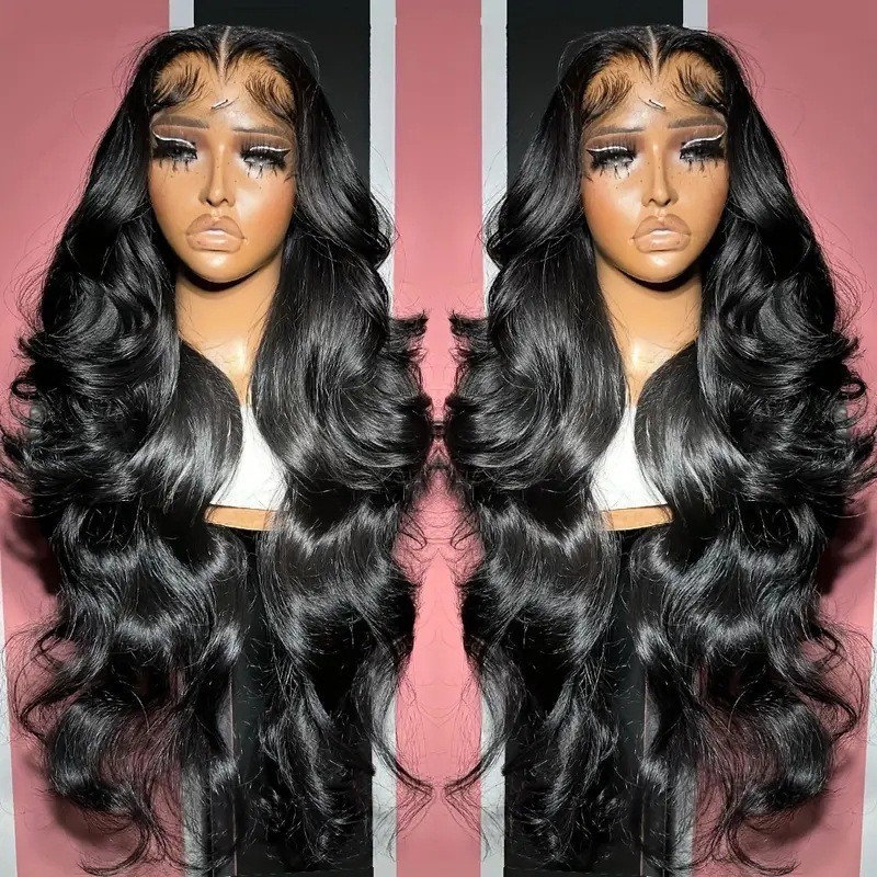 Rose Patterned Black Wavy Wig Full Head Cover Synthetic Hair Extension Best Selling_voghion.com