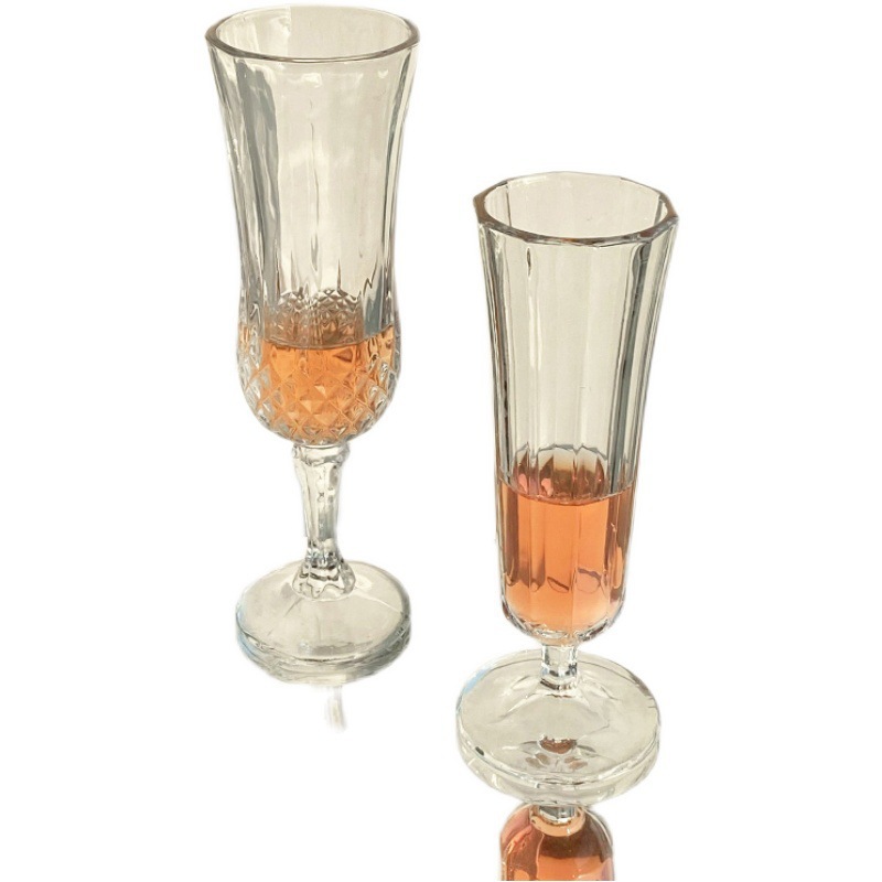 Taza de champán con relieve de vidrio de estilo ins, copa de vino tinto, copa de vino extranjero de alto valor, copa de vino, copa de agua, hogar