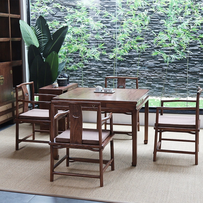 Новый полностью твердый деревянный черный орех в китайском стиле, стол с восемью бессмертными, зона отдыха, домашний обеденный стол с чайным шкафом, минималистский чайный стол и стул