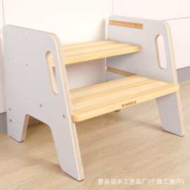 跨境台阶凳家用两步蒙台梭利厨房凳自然台阶凳浴室台阶厨房登高凳