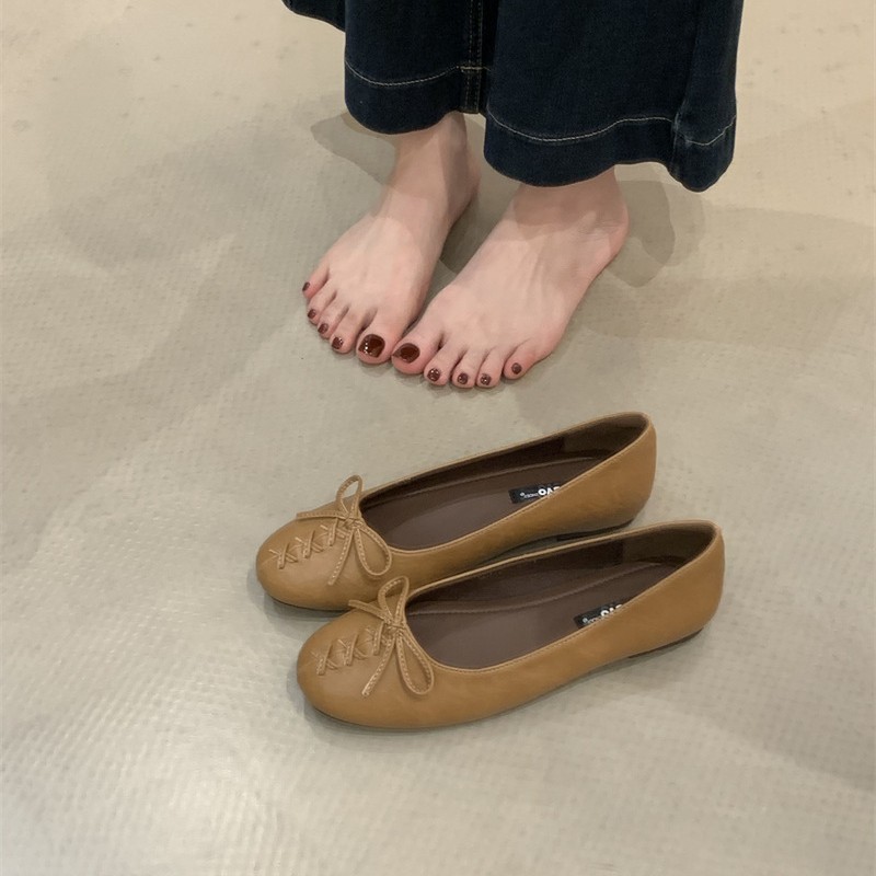 2025秋季蝴蝶结百搭晚晚通勤软底瓢鞋平底法式圆头浅口单鞋女鞋子|undefined