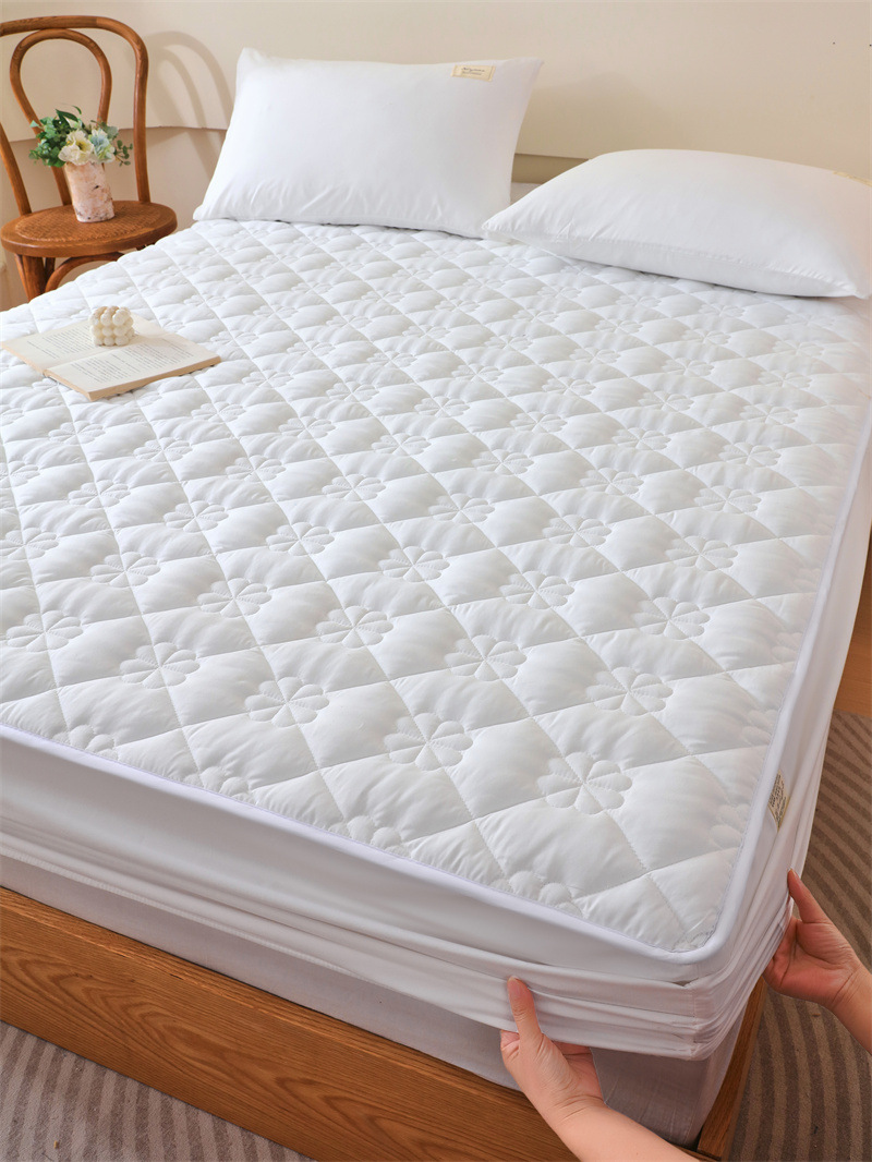 Color sólido pro-piel lavable algodón cama de algodón cama de comercio exterior cama de algodón máscara de cama a prueba de polvo gruesa cubierta protectora de Simmons