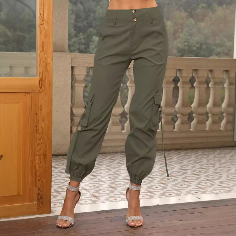 European and American women's casual high waist jogging overalls with pockets, women's overalls light hiking joggers