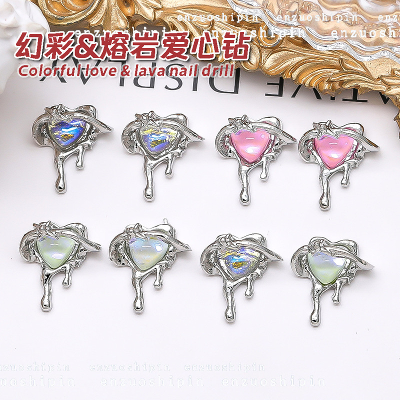 Nail lava alloy nail love magic color jewelry heart-shaped water drop mermaid Ji crystal metal diamond accessories Nail lava alloy nail love magic color jewelry heart-shaped water drop mermaid Ji crystal metal diamond accessories