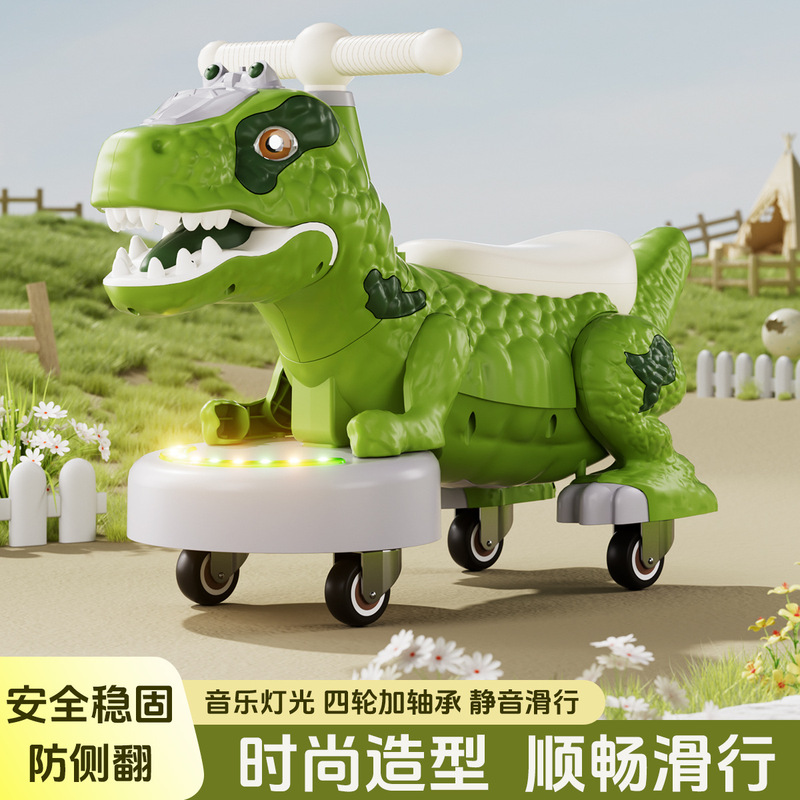 Children's Toy Dinosaur Scooter for Ages 1-3, Rideable Scooter with Open-Mouth Design, Music, Lights, and Balance Car