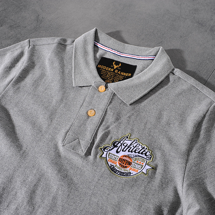 Modern banner American minimalist 100 simple embroidered wash men's turn collar short-sleeved POLO shirt M704 8