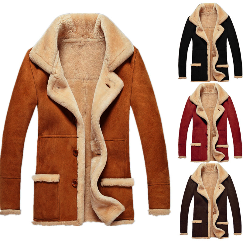 2022 Independent Brand Autumn and Winter Hot-Selling Faux Suede and Faux Fur Integrated Amazon Thick Coat Men's Overcoat European and American Style