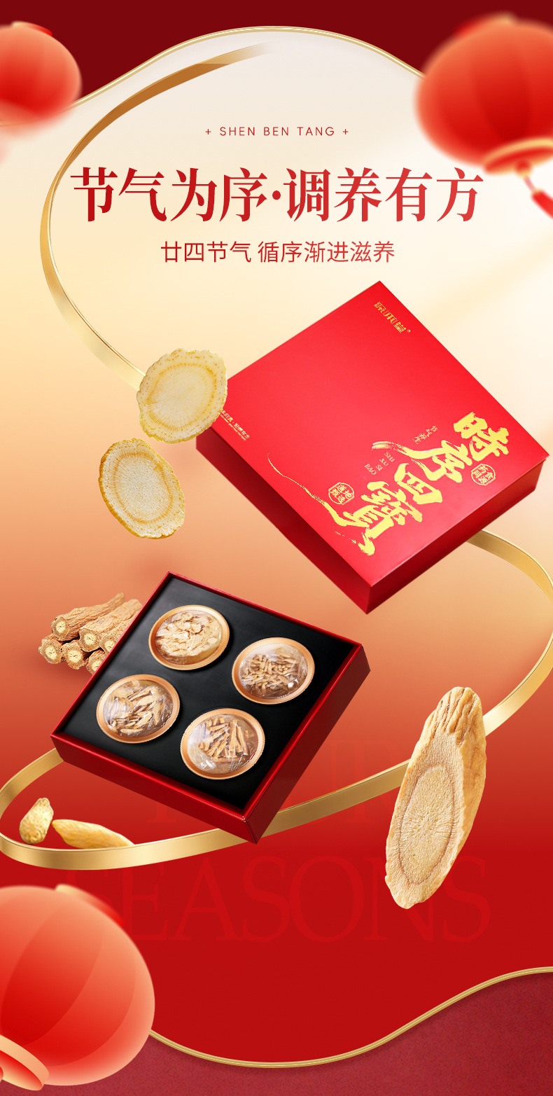 Four Treasures Herbal Gift Box Goji Astragalus Codonopsis Angelica Root Wellness Soup Pack overview