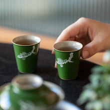 手绘松风日式陶瓷喝茶杯家用品茗杯祖母绿功夫茶具大号主人杯单杯