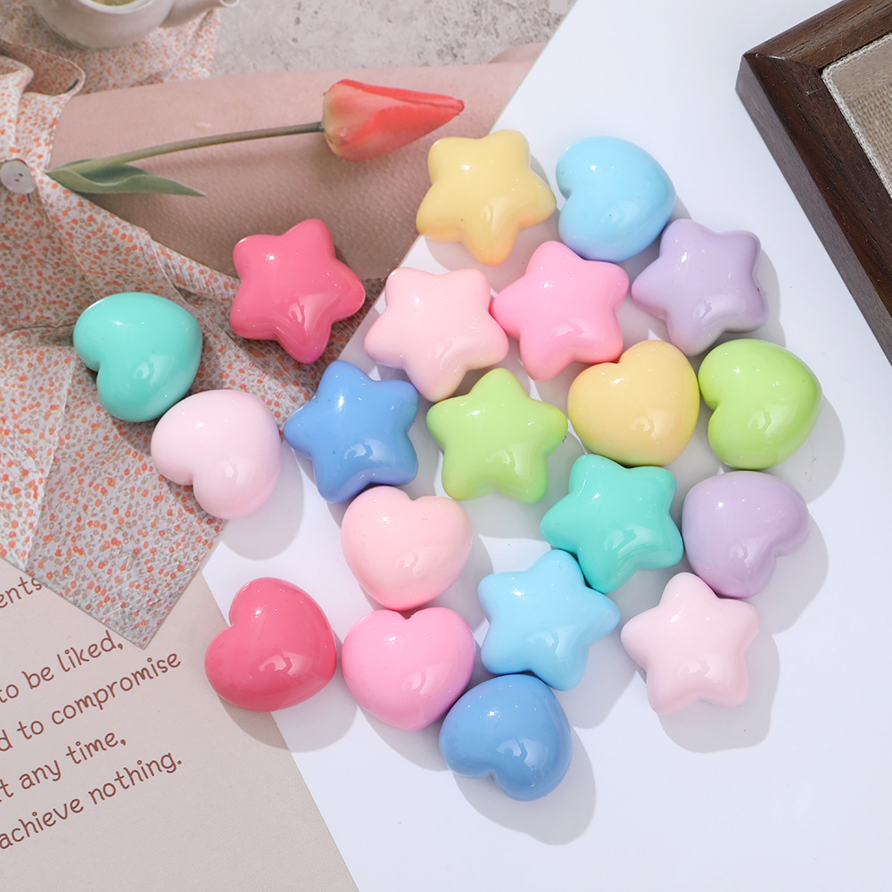 Nuevo macaron color tridimensional estrella de cinco puntas accesorios de resina DIY amor accesorios para el cabello colgante casero material al por mayor