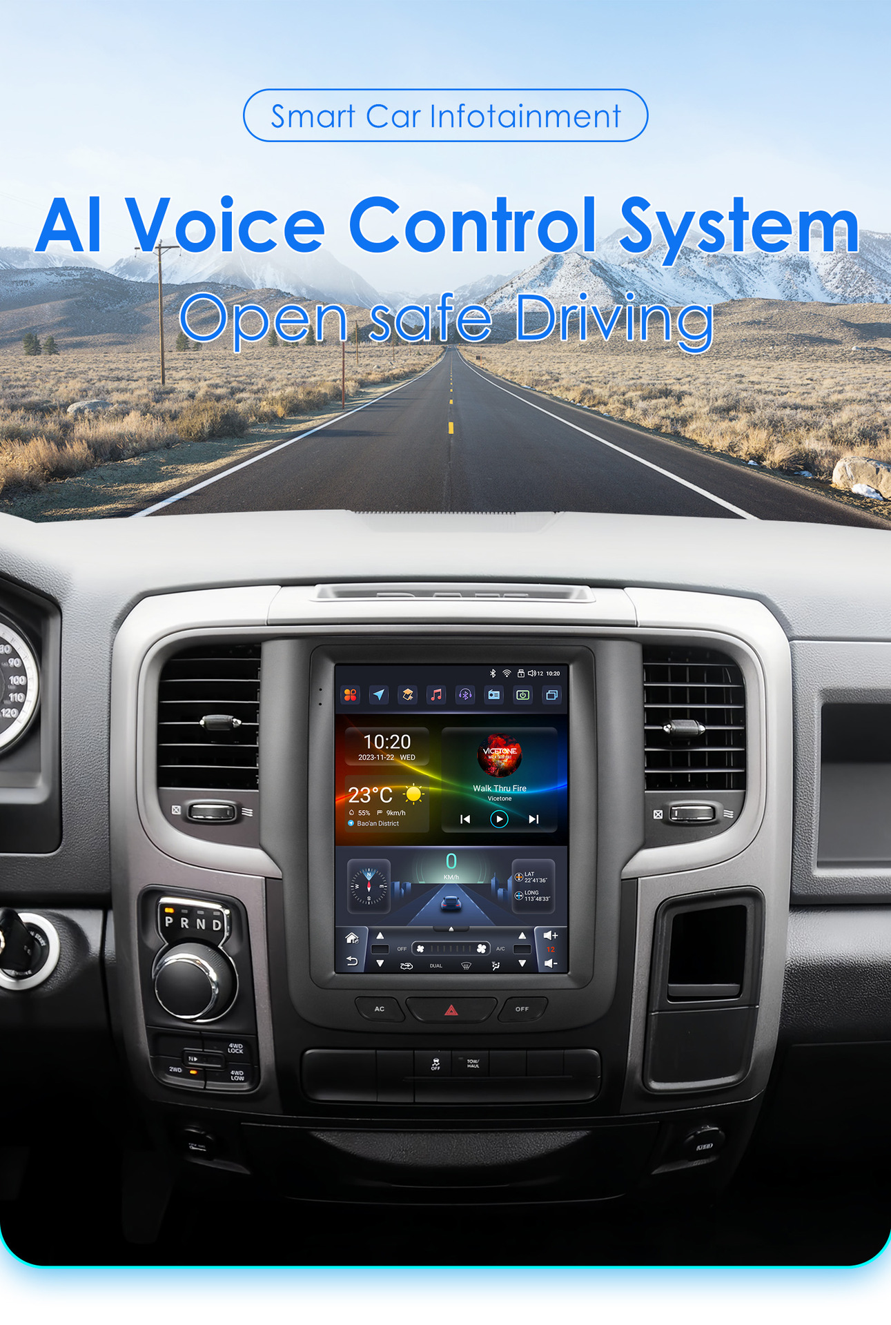 Suitable for Dodge Ram1500 Ram 13-18 Android Large-Screen Central Control Car Navigation Vertical Screen Gps All-In-One Machine