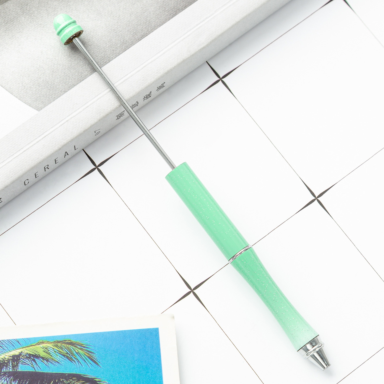 Pluma de cuentas de metal en stock al por mayor creativo con cuentas bolígrafo DIY bolígrafo personalidad metal DIY pluma con cuentas