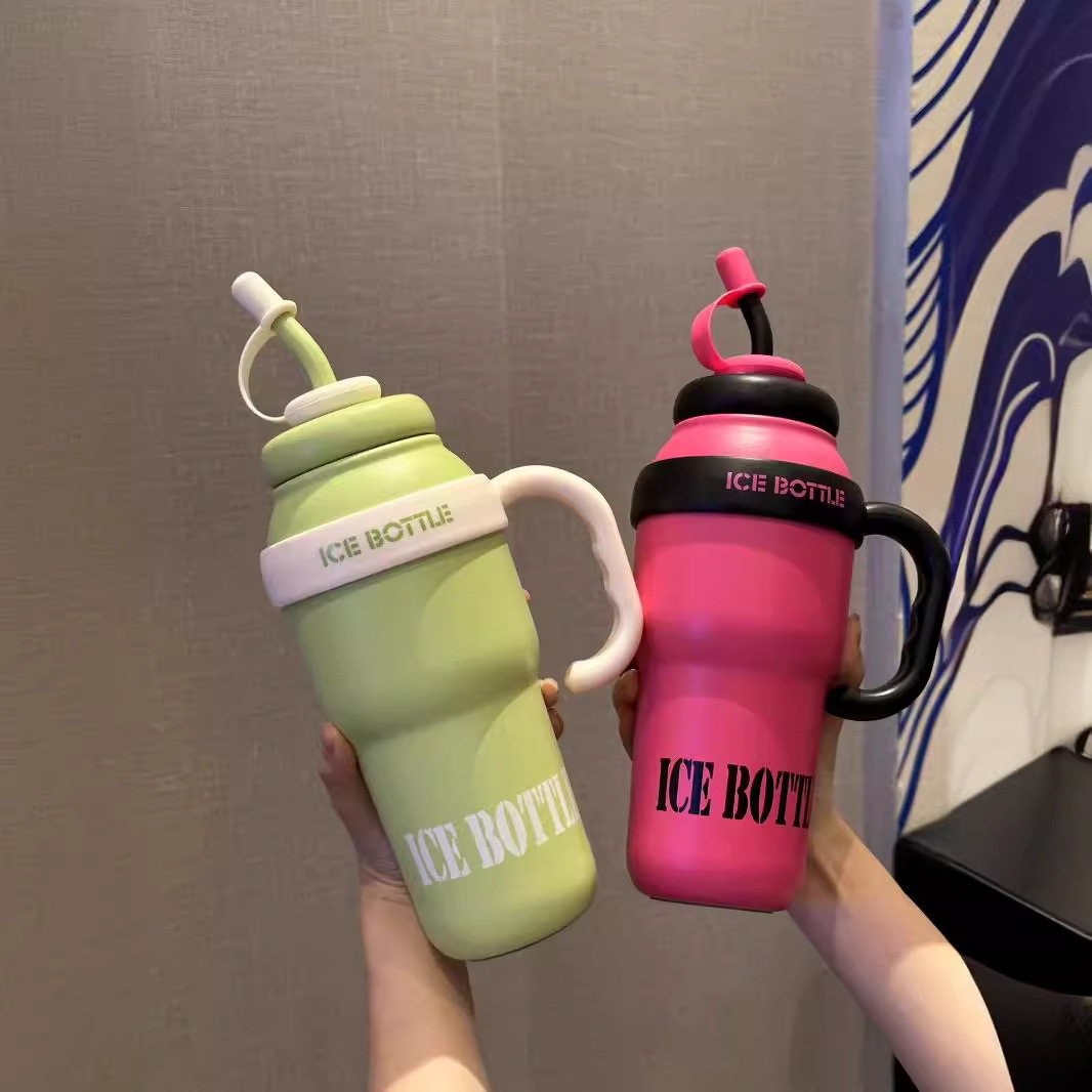 2024 nueva taza termo gigante de alto valor taza de té con leche taza de vientre de la suerte taza de agua portátil de paja de viento lindo