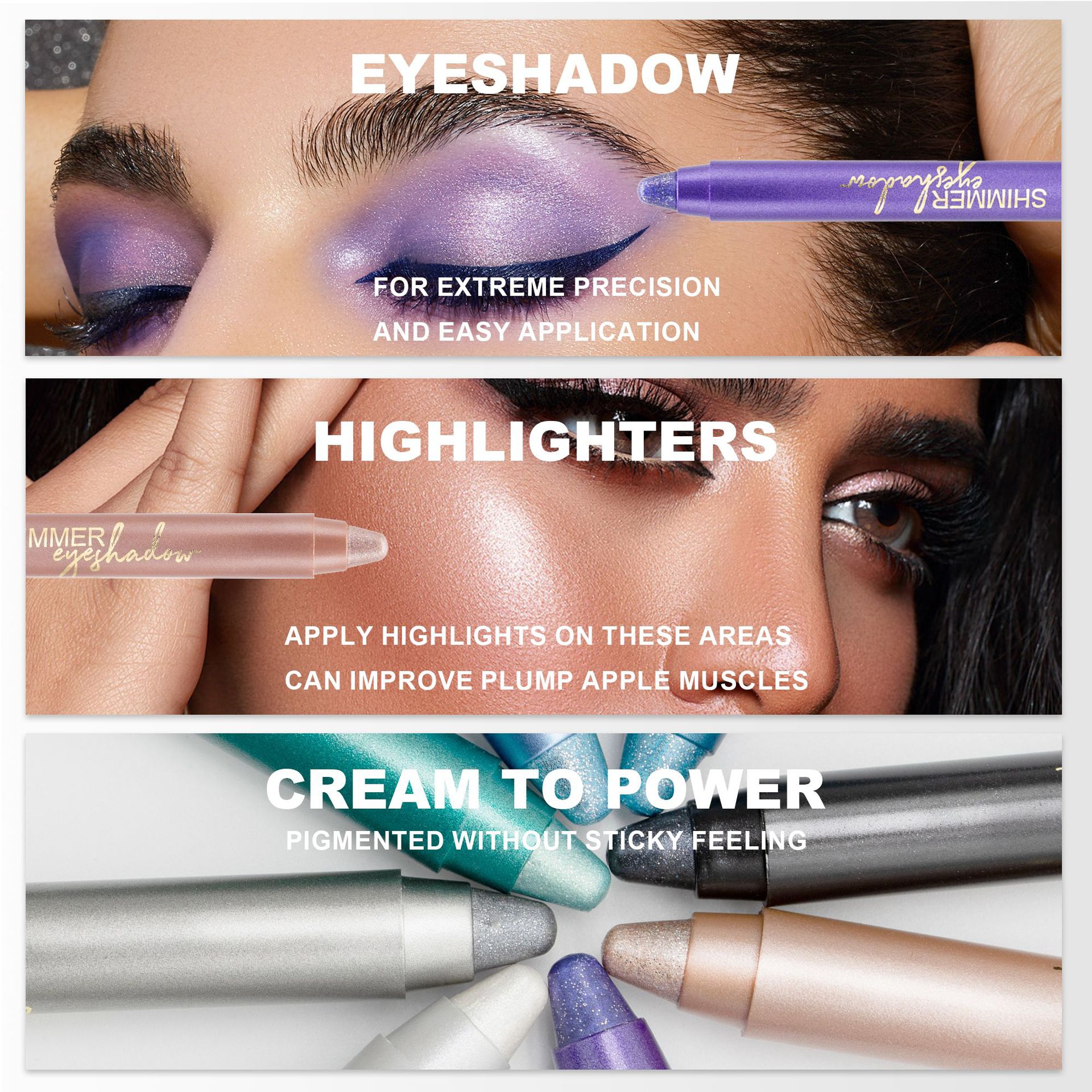SHCOETY Cross-border exclusive 10-color pearlescent eyeshadow pen, non-smudging, pencil sharpener, eyeliner, and bed pencil foaming undefined