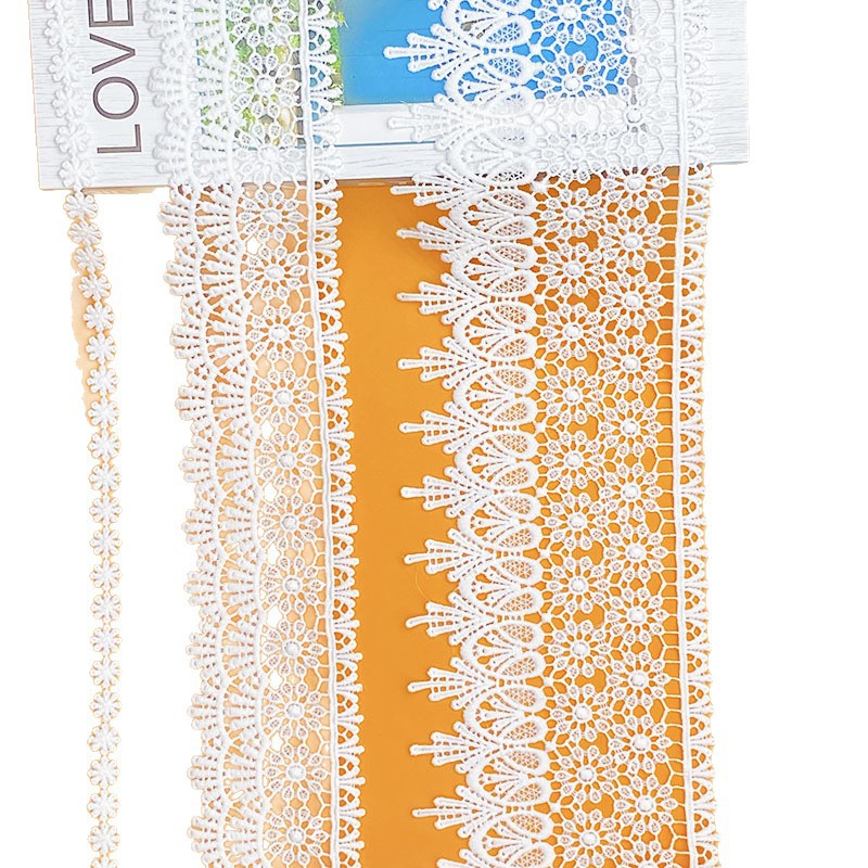 encaje soluble en agua para el hogar decoración suave joyas de mujer DIY bordado unilateral hueco leche código de barras accesorios de ropa