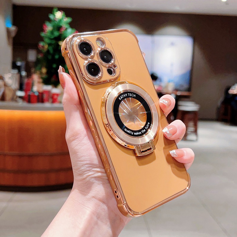 Magnetic electrodeposición amor con soporte para iPhone18Promax caso de teléfono 18 manzana 17 juegos suave 16 a prueba de caídas