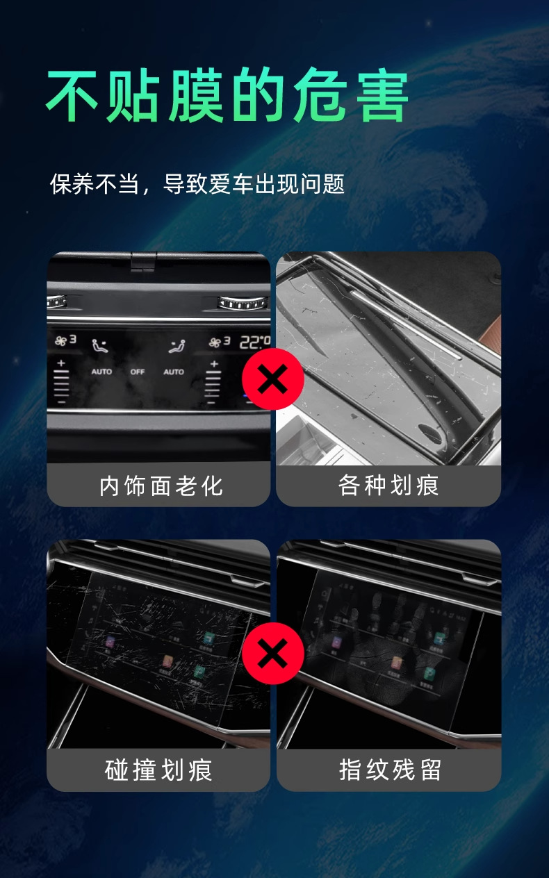 25 Special Interior Protective Films for Audi Q7, Central Control Screen Tempered Film, Interior Decoration Supplies and Accessories