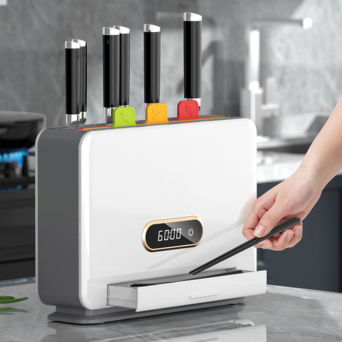 Disinfection Knife Stand Multi-functional Shelf Disinfection Knife Cutting Board Integrated Unit UV Sterilization with Drying Chopstick Holder