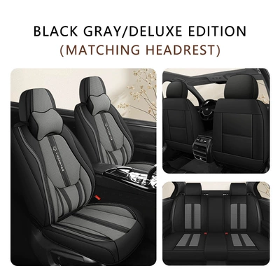 Universal Five-Seater Car Interior Cushion – Four Seasons Pad - black-and-gray-memory-foam-solid-waist-comfort-version-five-seats